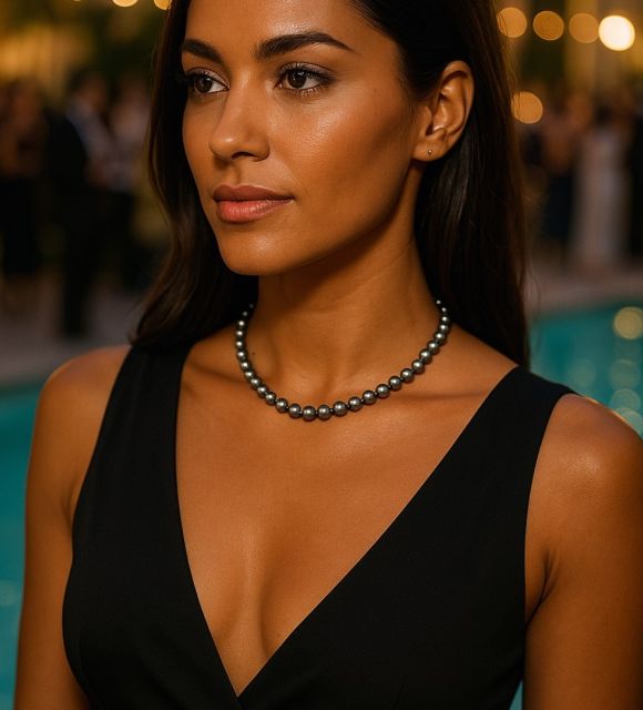 Découvrez ce collier de perles de culture de Tahiti - origine Polynésie Française garantie - certificat GIA - Satisfait ou remboursé - Poemotu artisan créateur