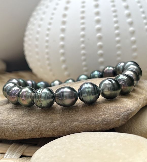 браслет с застежкой в виде буйка из серебра и с культивированными жемчужинами Таити