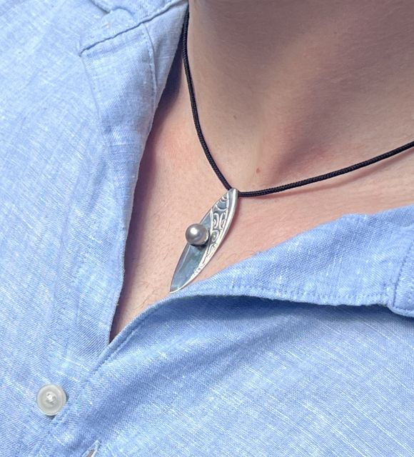 العقد المثالي لعشاق الأمواج والثقافة التاهيتية - لؤلؤة تاهيتي حقيقية من جزر تواموتو غامبييه - 