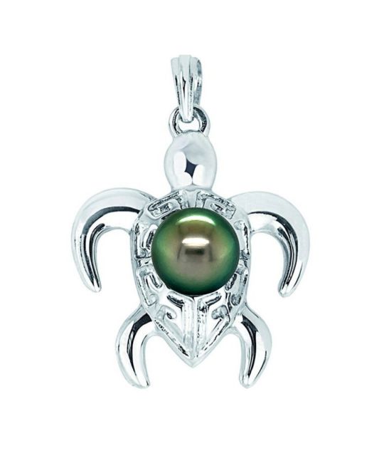 Pendentif tortue Argent 925/00 Perle de Tahiti