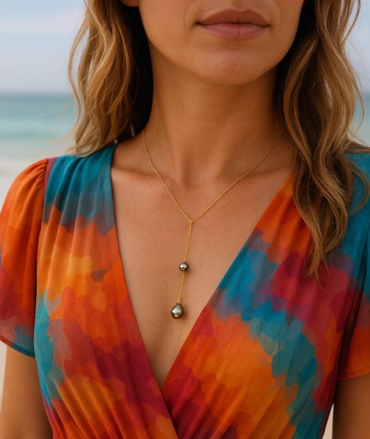 Bijou en perle de Tahiti aux reflets rares et lustre exceptionnel. Certificat d’authenticité et livraison sécurisée – Poemotu
