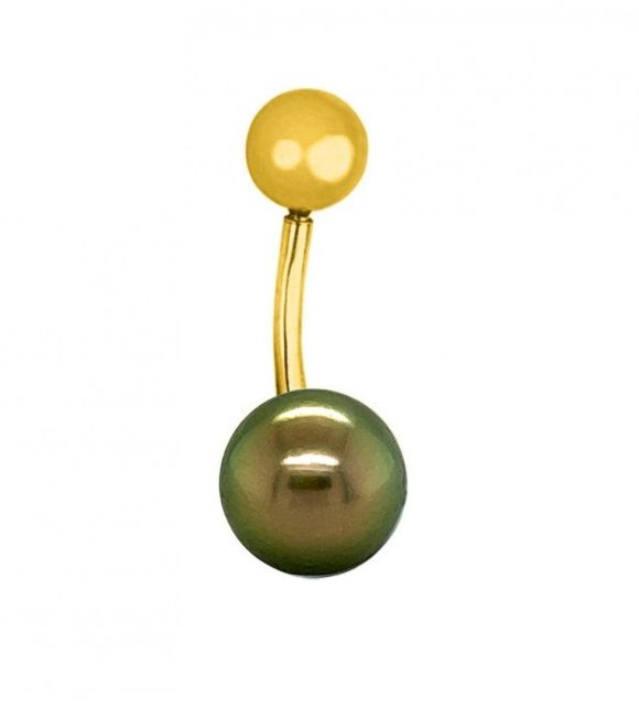 Découvrez notre piercing banane de nombril en or 750 et perle de Tahiti - couleurs au choix - vraie perle de Tahiti - Polynésie française
