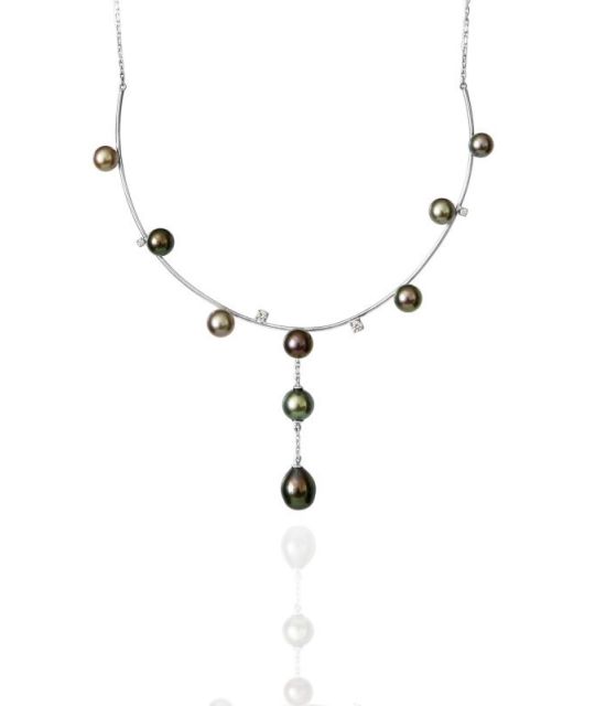 Collier en argent 925/00 rhodié et perles de Tahiti aux nuances foncées, claires ou mélangées au choix - Livraison gratuite - Certificat GIA