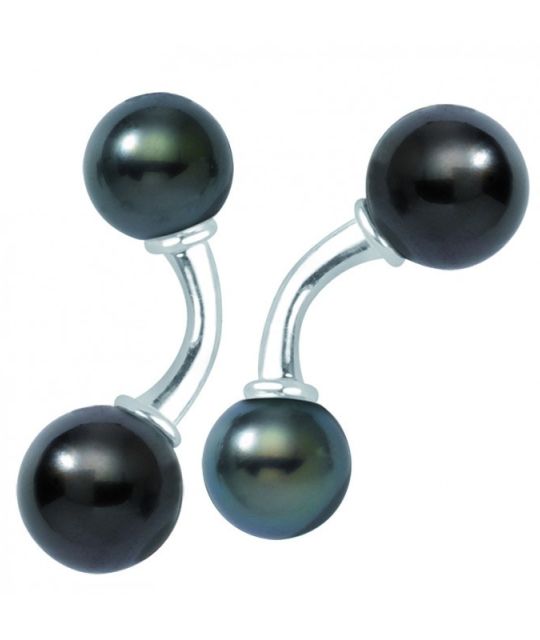 boutons-de-manchette- en argent perles-de-tahiti