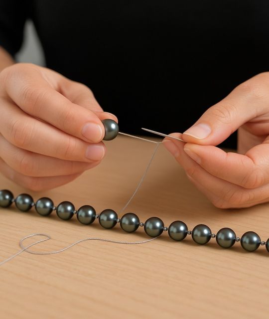 Confiez votre collier à Poemotu, maison spécialisée dans la perle de culture, pour un réenfilage artisanal et sécurisé, réalisé dans les règles de l’art.