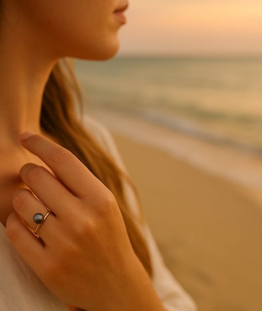 18 Karat Gold Solitär mit echter Tahiti-Zuchtperle - GIA-Zertifikat - Kostenloser Versand