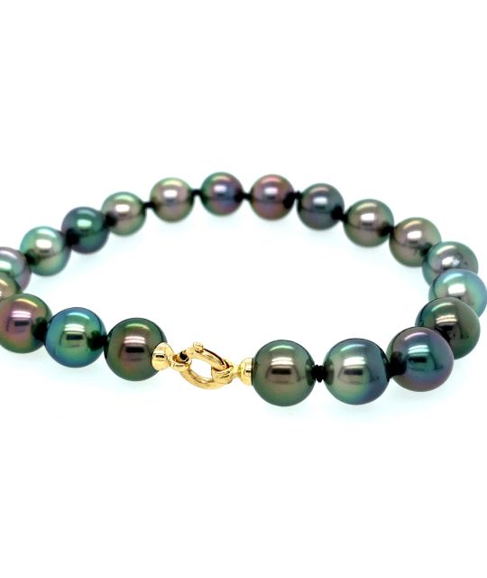 bracelet fermoir bouée en or blanc 750/00 et  perles de culture de Tahiti
