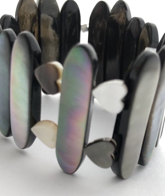 bracelet en Caoutchouc  perle de culture de tahiti semi-baroque 9/10 mms
