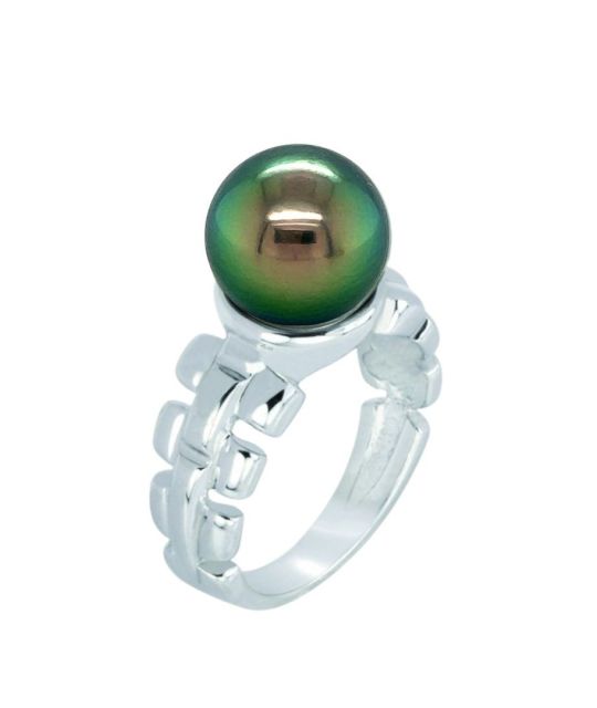 Erbe, ein Silberring mit Tahiti-Perle - der Charakter hat - in unserem Atelier in Loire-Atlantique kreiert - zertifiziert und garantiert - kostenloser Versand