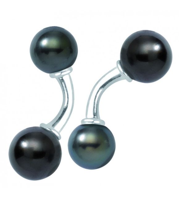 boutons-de-manchette- en argent perles-de-tahiti