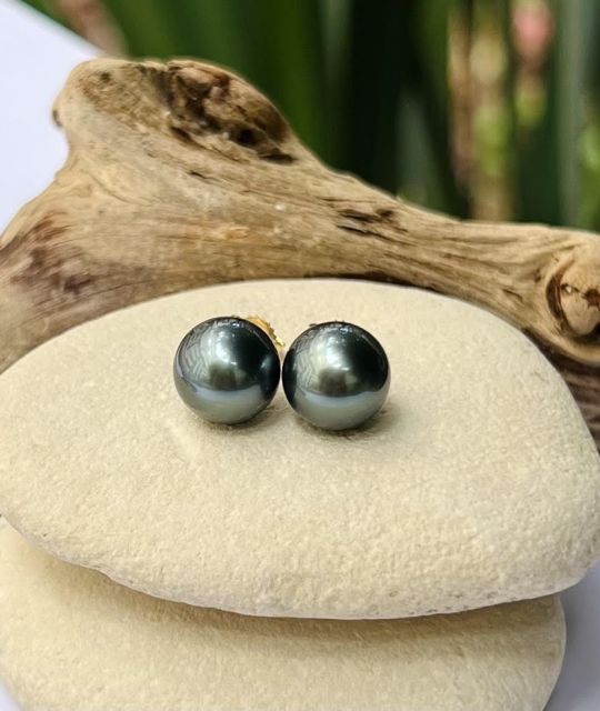 Superbes perles de Tahiti de couleur bleue - Origine Polynésie française garantie - Nouveau fermoir très sécurisé - diamètre parfait 7/8mm - livraison gratuite - Saint Valentin - Fête des Mères