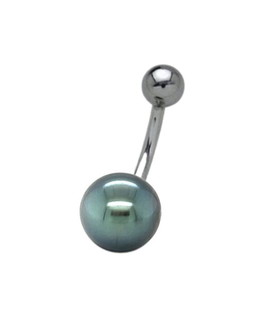 Entdecken Sie unser Bananenbauchnabelpiercing aus rhodiniertem 925er Silber mit Tahiti-Perle - Farben nach Wahl - echte Tahiti-Perle - Französisch-Polynesien - Zufrieden oder Geld zurück