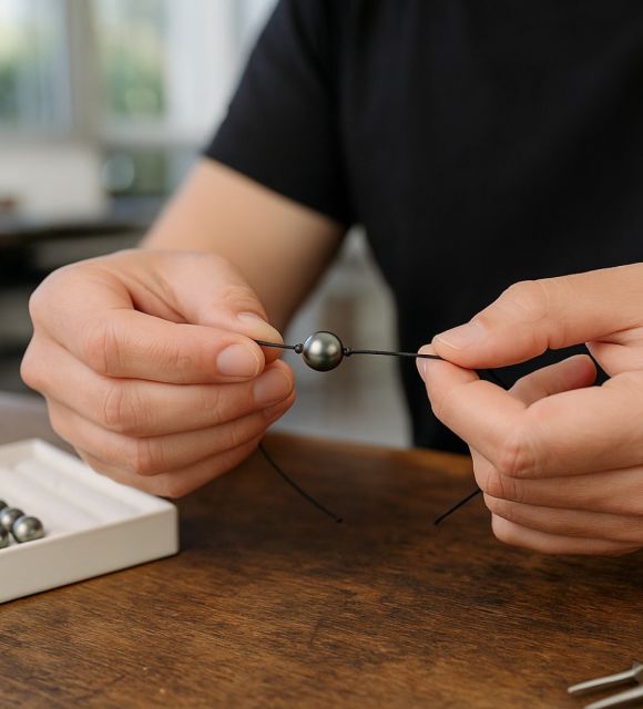Offrez une nouvelle vie à votre perle avec un montage soigné sur lien de coton fin (1 mm), réalisé dans notre atelier.