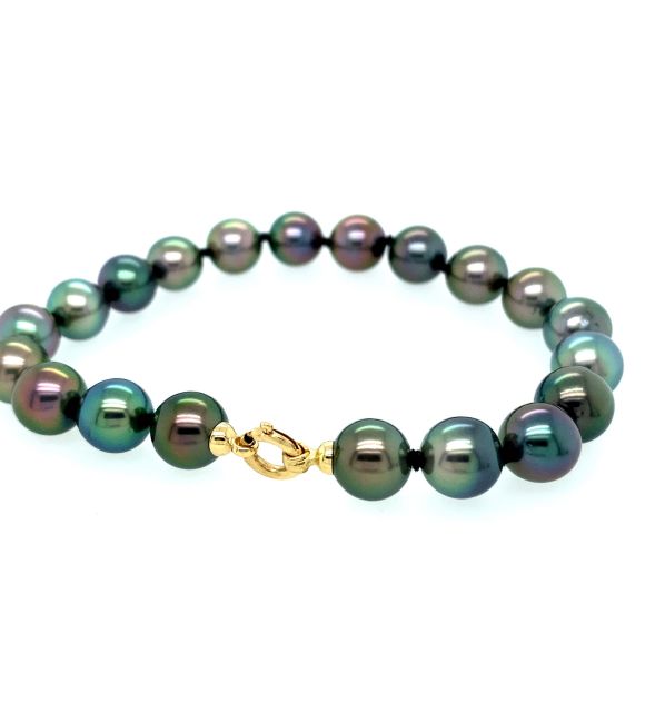 bracelet fermoir bouée en or blanc 750/00 et  perles de culture de Tahiti