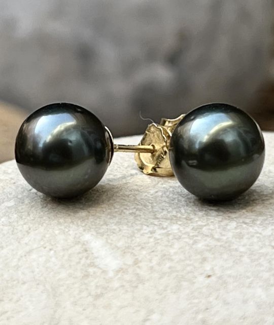 Adorables perles noires de Tahiti - Origine Polynésie française garantie - Nouveau fermoir très sécurisé - diamètre parfait 8/9mm - livraison gratuite