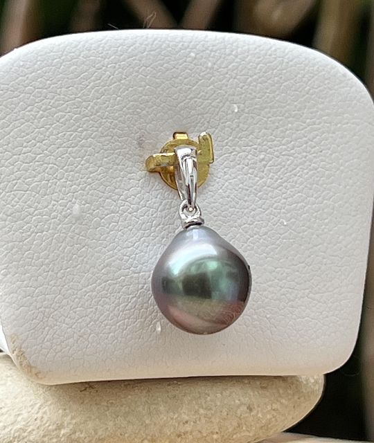 Wunderschöner Silberanhänger mit blauer und rosafarbener Tahitiperle von 9,84 mm - ausgezeichneter Glanz - einzigartiges Perlen-Schmuckstück - GIA-Zertifikat - kostenloser Versand