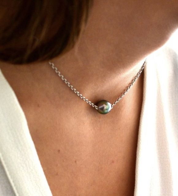 Cléa, le collier de perle de culture de tahiti argent rhodié pour un look indémodable - vraie perle de Polynésie française - certificat - satisfait ou remboursé