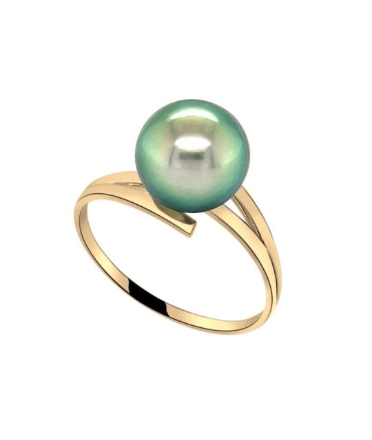 Linéa, ein zeitgenössischer Ring, der die authentische Tahiti-Perle hervorhebt - 18 Karat Gold-Version - in unserem Atelier in Loire-Atlantique kreiert - zertifiziert und garantiert - kostenloser Versand