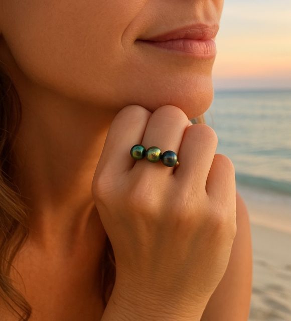 发现Poemotu的一件华丽作品，Toru Here戒指，见证爱情，用这款认证设计师戒指庆祝法属波利尼西亚。