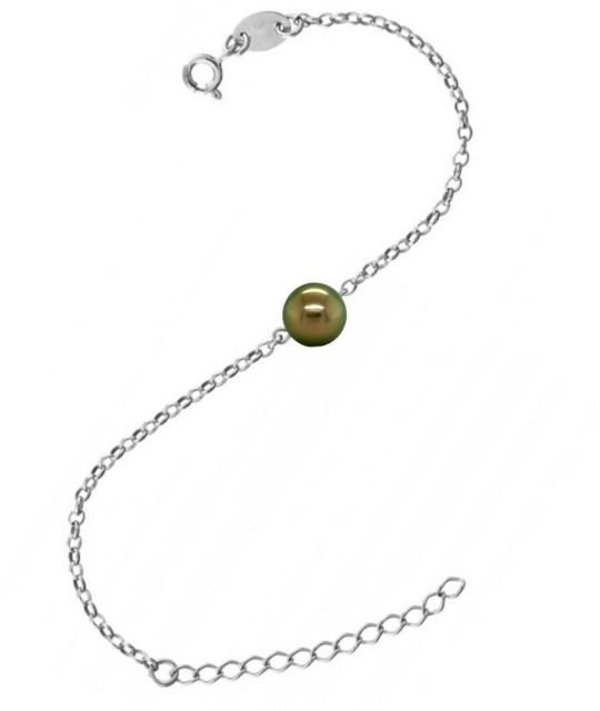 925er Silberarmband mit runder Tahiti-Zuchtperle von 9/10 mm - Farben zur Auswahl - hergestellt in unserem Atelier in Nantes - zertifiziert und garantiert