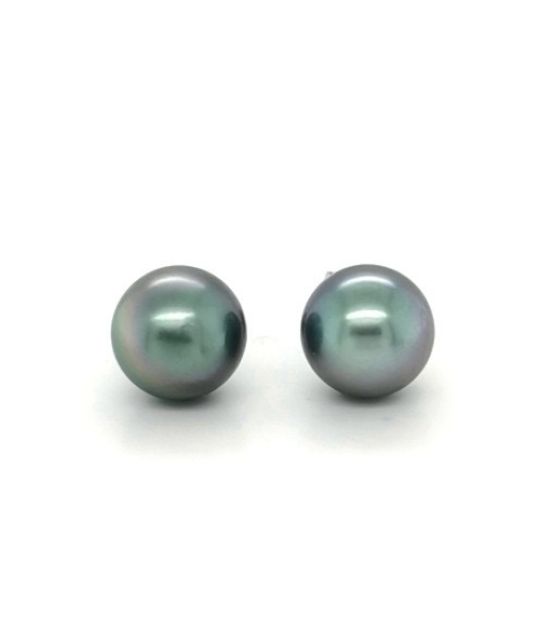 Découvrez les clous d'oreilles en vraies perles de Tahiti des Tuamotu - argent rhodié - pièce unique - certificat GIA - livraison gratuite - satisfait ou remboursé