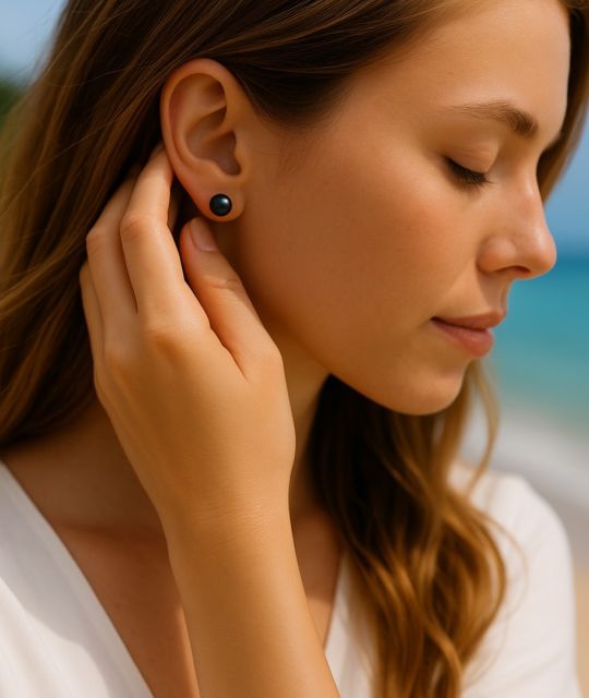 Bijou en perle de Tahiti aux reflets rares et lustre exceptionnel. Certificat d’authenticité et livraison sécurisée – Poemotu
