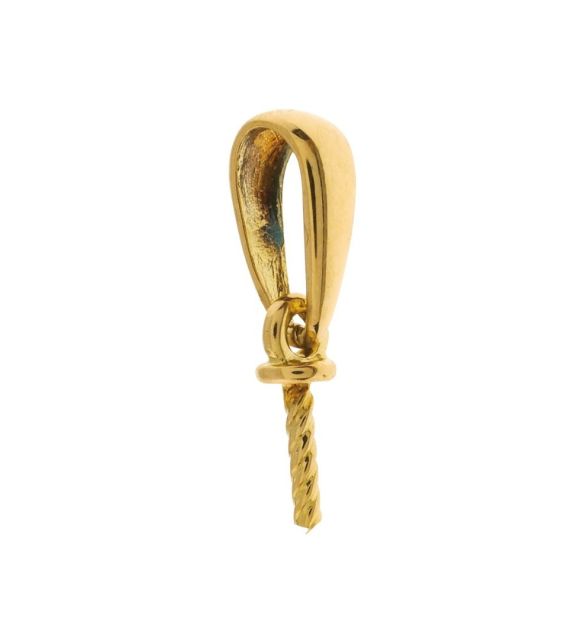 Discrète et élégante, cette bélière en or jaune 18 carats accueille une perle de culture de 6 à 11 mm grâce à sa tige filetée de 6 mm