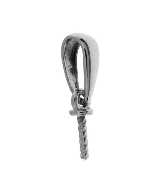 Élégante et lumineuse, cette bélière en or blanc 18 carats accueille une perle de culture de 6 à 11 mm grâce à sa tige filetée de 6 mm