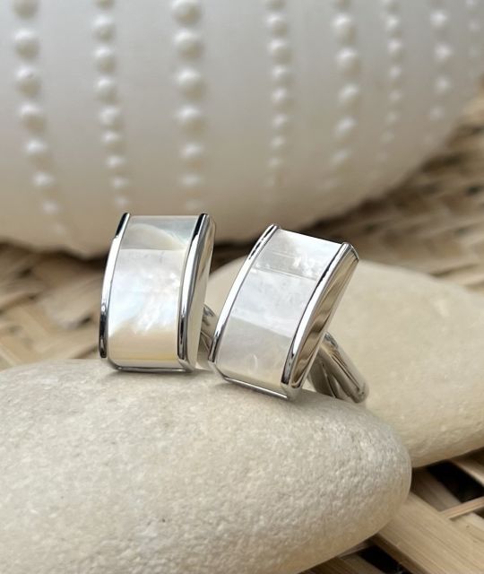 silberne Manschettenknöpfe Tahiti-Perlen