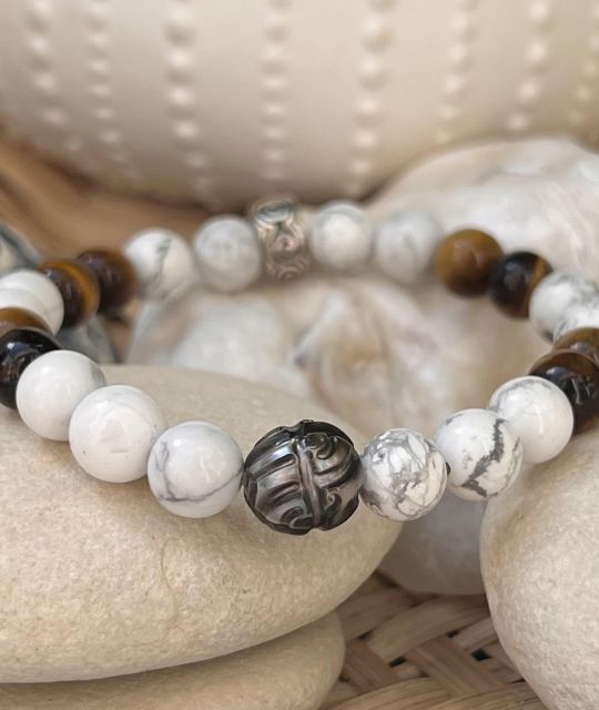 Associez vertus de la perle et des pierres avec ce Bracelet homme en vraie perle de Tahiti de Tikehau - livraison & retours gratuits