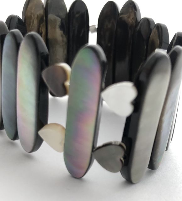 bracelet en Caoutchouc  perle de culture de tahiti semi-baroque 9/10 mms