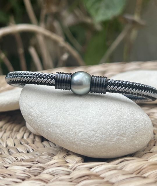 Entdecken Sie Ezio, ein einzigartiges Stück aus zweifarbigem Edelstahl und echter Tahiti-Perle von 10,92 mm - Herrentrend - GIA-Zertifikat - kostenlose sichere Lieferung.