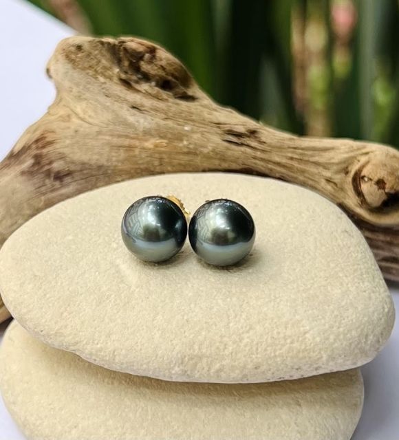 Superbes perles de Tahiti de couleur bleue - Origine Polynésie française garantie - Nouveau fermoir très sécurisé - diamètre parfait 7/8mm - livraison gratuite - Saint Valentin - Fête des Mères