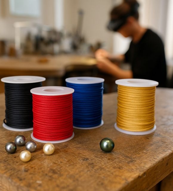 امنح لؤلؤتك حياة جديدة من خلال التركيب على خيط من النايلون، مع عقد منزلقة تسمح بتعديل الطول، متينة وأنيقة.