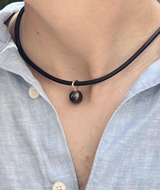 Erlangen Sie diese hochwertige Halskette mit Zuchtperle aus Tahiti für Herren - Unikat - GIA-Zertifikat garantiert echte Perle aus Tahiti von Französisch-Polynesien -