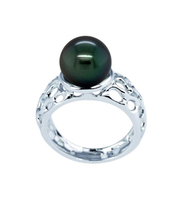 Origine, une bague argent en perle de Tahiti -qui a du caractère - créé dans notre atelier de Loire-Atlantique - certifié et garanti - livraison gratuite