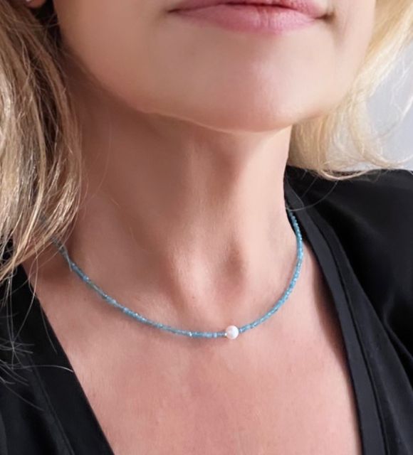 Portez la bienfaisance de l'apatite et de la perle d'eau douce au quotidien - certifié et garanti - livraison sécurisée gratuite