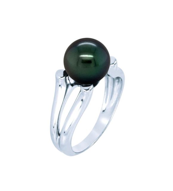 Émotion, une bague argent en perle de Tahiti inspirée du solitaire - créé dans notre atelier de Loire-Atlantique - certifié et garanti - livraison gratuite