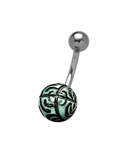 Entdecken Sie unser Bananenpiercing aus rhodiniertem 925er Silber mit gravierter Tahiti-Perle - Farben zur Auswahl - Marquesan-Gravur - Französisch-Polynesien - Zufrieden oder Geld zurück