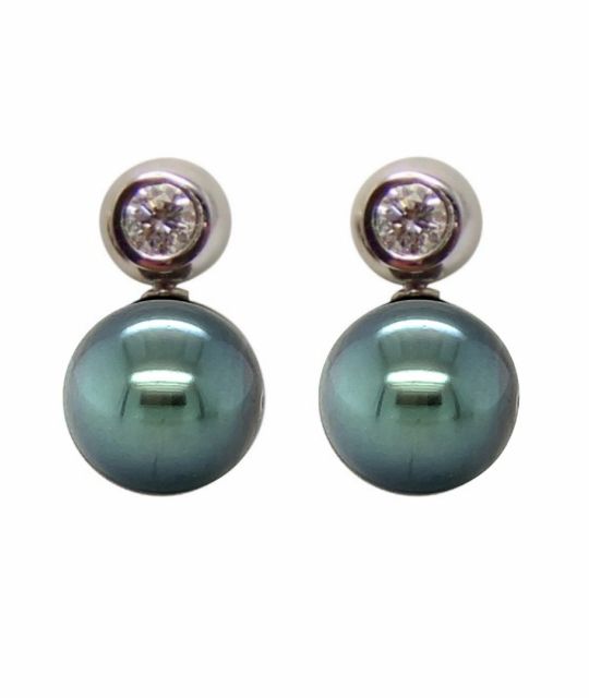 Natürlich geschliffene Brillantdiamanten - Tahiti-Perlen mit ausgezeichnetem Glanz - Der Inbegriff französischen Luxus - Garantie und Echtheit der Ohrringe