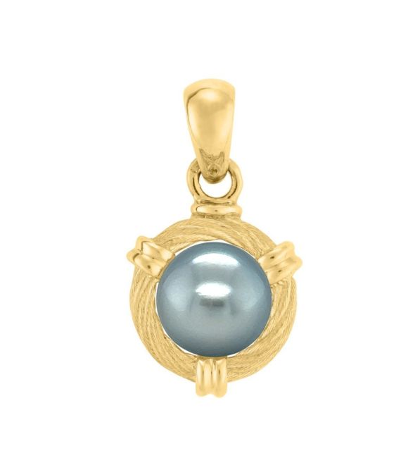 Calypso, pendentif bouée en or 18 carats entourant une authentique perle de Tahiti - Garantie sur l'or et l'origine de la perle - envoi sécurisé assuré gratuit