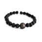 Pulsera para hombre con piedras de lava y perla de Tahití grabada