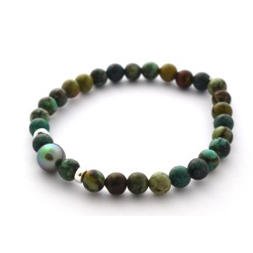 bracelet perle de Tahiti et turquoises d'Afrique