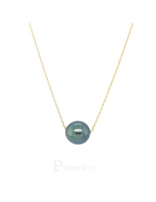 Yellow gold Tahitian pearl necklace