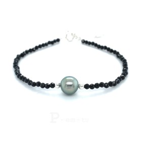 braceletargent 925/00 spinelles perle de Tahiti ronde