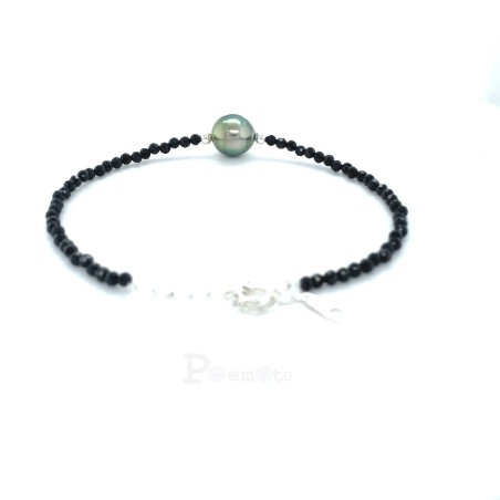 tahitian pearl and spinelle silver bracelet