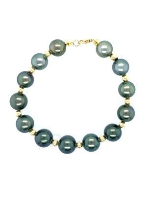 Pulsera de oro amarillo 750 con perlas de Tahití