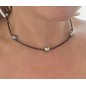 Collier argent 925/00 spinelles et perles de Tahiti