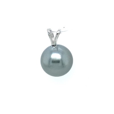 pendentif or 750/00 perle de Tahiti gris bleu + collier nylon or 375/00 offert