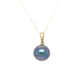 collier or jaune 750/00 perle de Tahiti blue pink 10,70mm